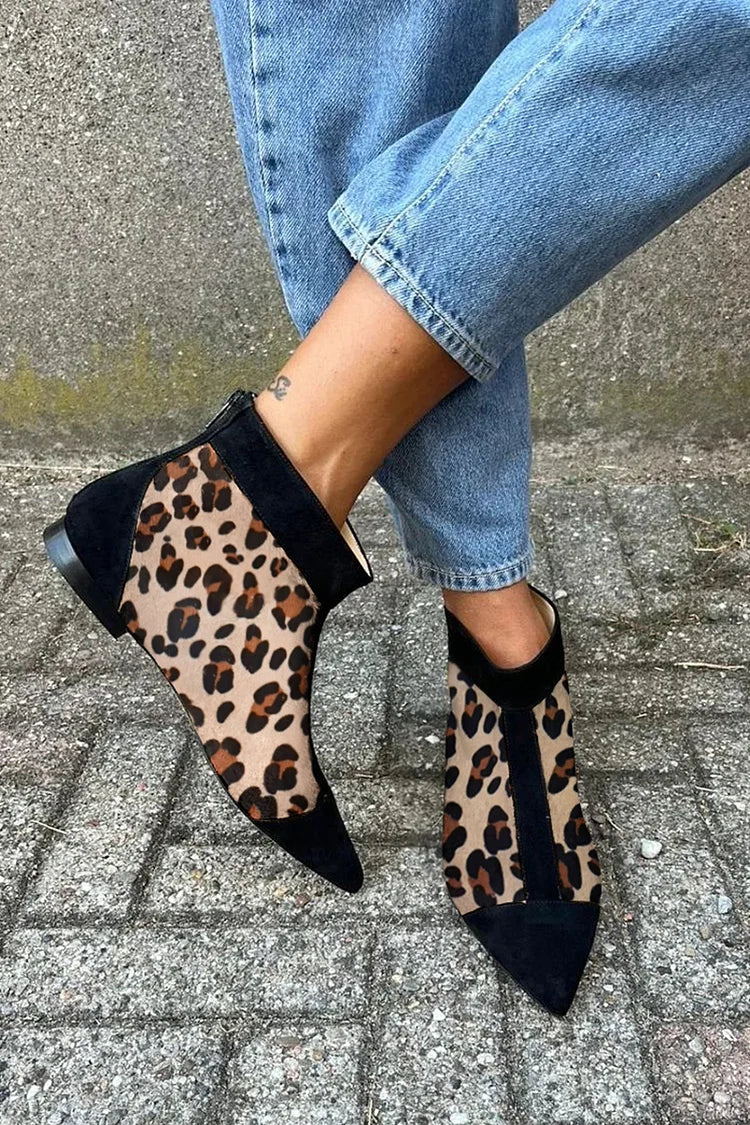 Janelle - Leopard Ankle Boots