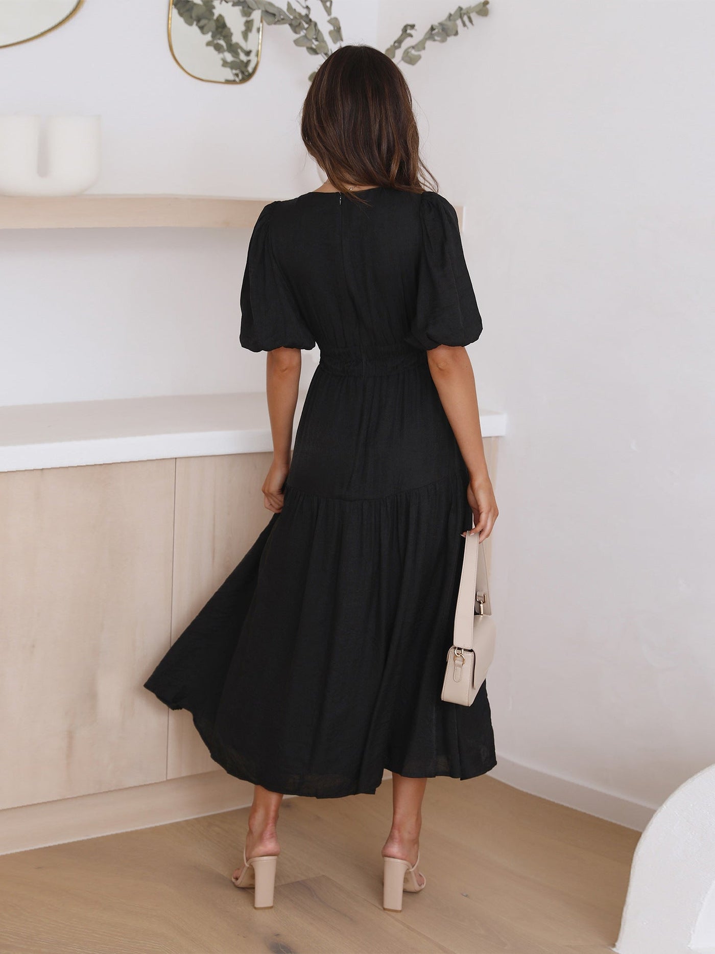 Mirela - V-Neck Puff Dress
