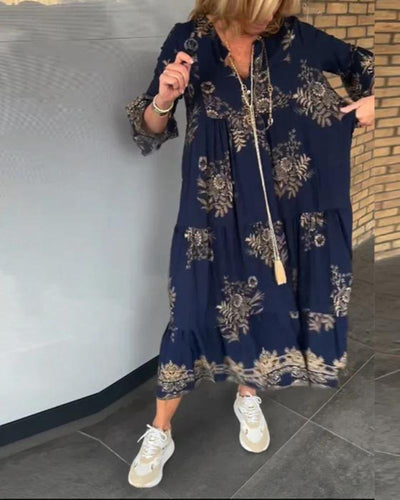 ANNE - Vintage loose V-neck dress