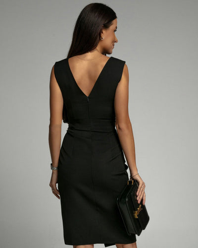 Novalie - V-Neck Dress With Slit