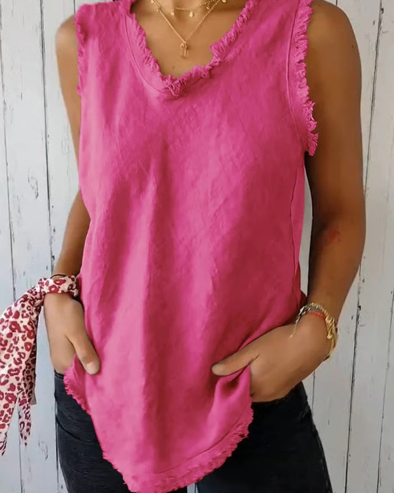 AMARAN - COTTON AND LINEN SLEEVELESS TOP