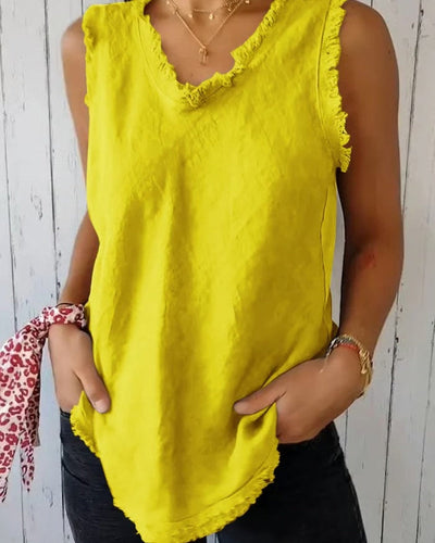 AMARAN - COTTON AND LINEN SLEEVELESS TOP