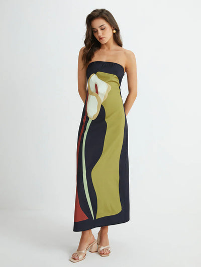 Ismeria - Abstract Strapless Maxi Dress