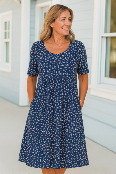 Maribelle | Effortless Floral Midi Dress - Covers upper arms & tummy