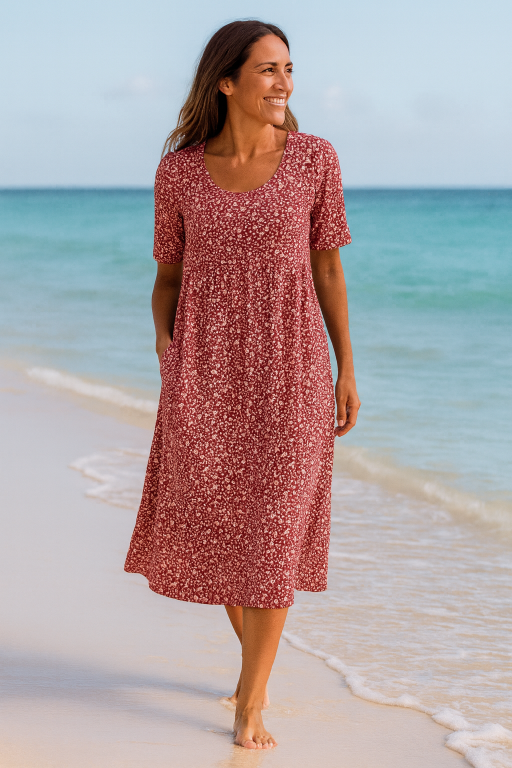 Maribelle | Effortless Floral Midi Dress - Covers upper arms & tummy