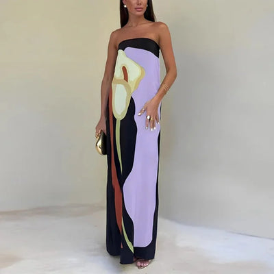 Ismeria - Abstract Strapless Maxi Dress