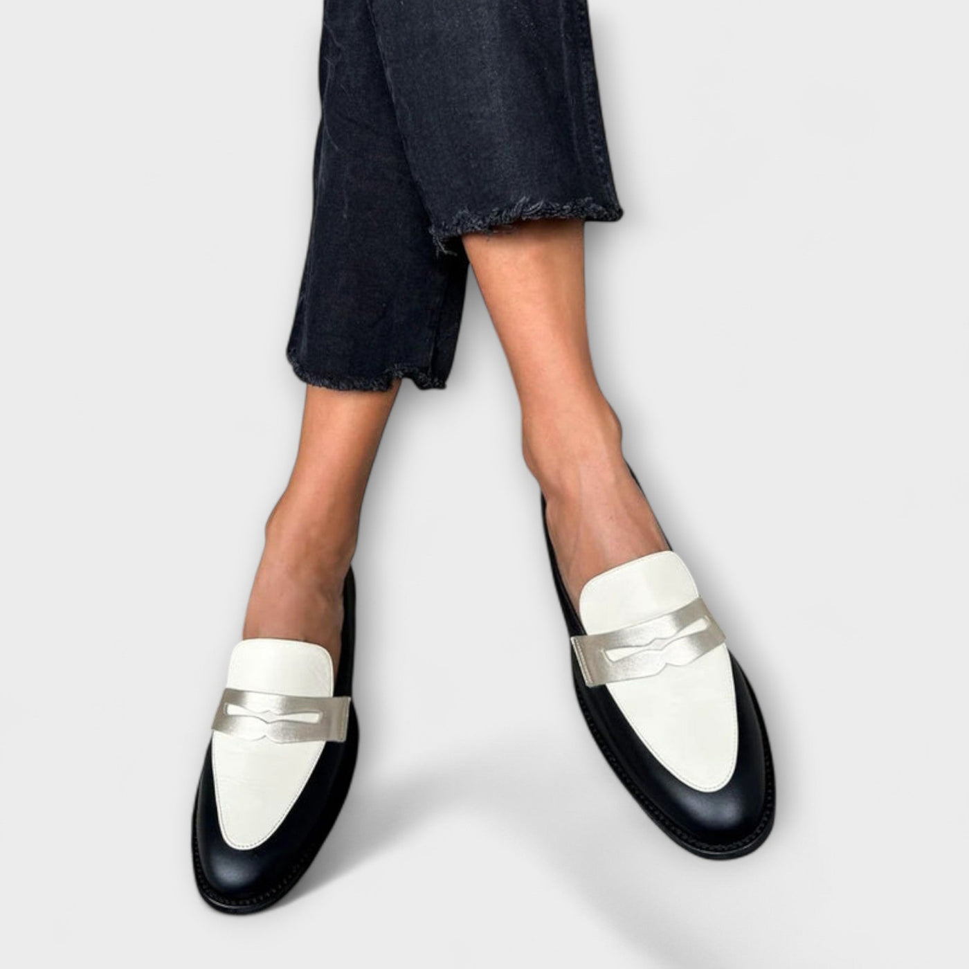 Xara Black Metallic Loafers