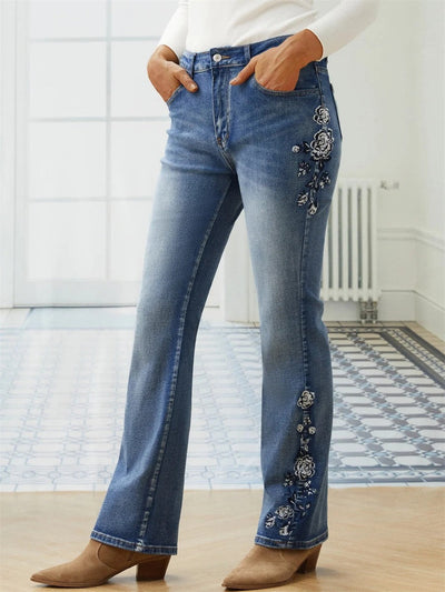 Zyrain - Floral Accent Jeans