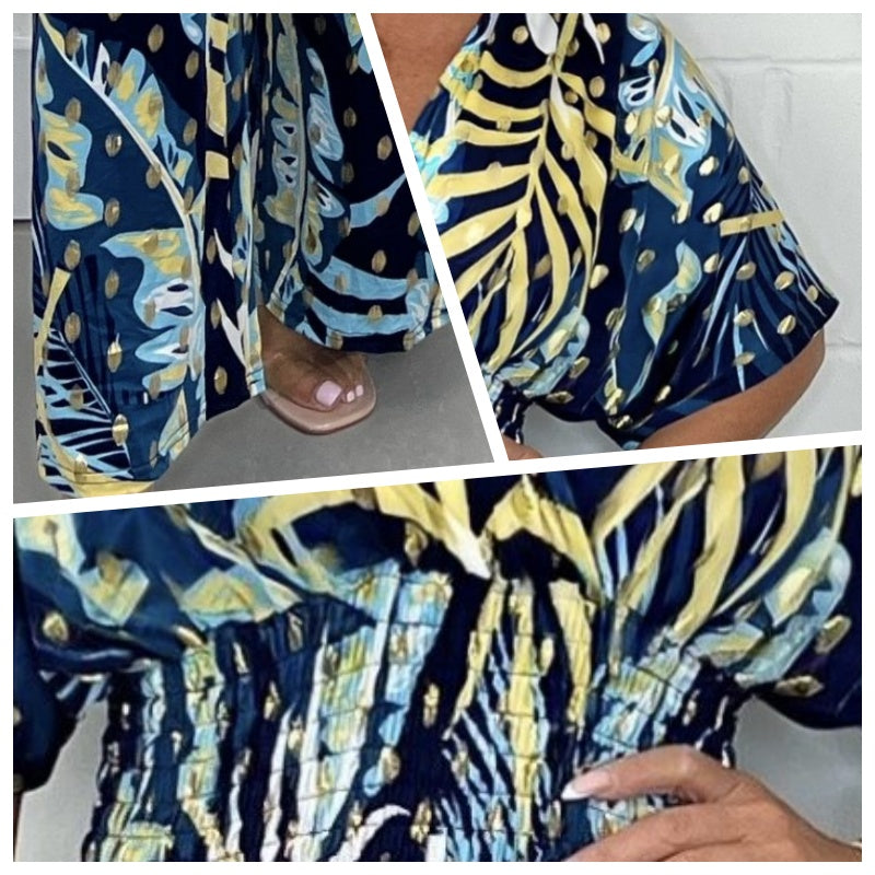 Elanor  - Tropical Leaf Print Jumpsuit